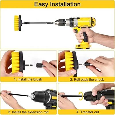 Ensemble de pinceau de forage pour le nettoyage - Power Scrubber Kit de pinceau à serviette avec extension de pièce jointe pour voiture