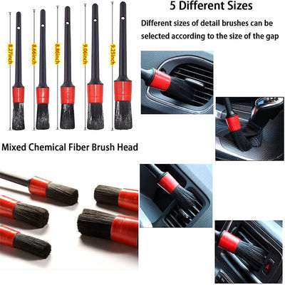 17pcs Red Drill Soft Brushes Set Car Detailing Brush Pour le lavage des pneus de roues automobiles