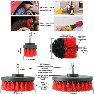 17pcs Red Drill Soft Brushes Set Car Detailing Brush Pour le lavage des pneus de roues automobiles