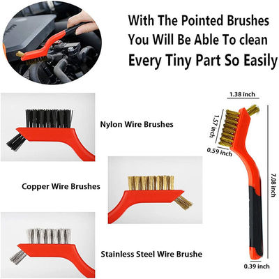 17pcs Red Drill Soft Brushes Set Car Detailing Brush Pour le lavage des pneus de roues automobiles