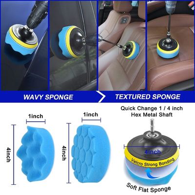 21 pièces outils de nettoyage de voiture kit de polissage des tampons d'éponge pour roues tableau de bord intérieur