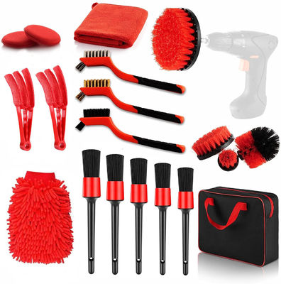 Gros de 19 pièces outils de lavage de voiture kit de forage brosse propre brosse détaillée avec sac pour le lavage extérieur intérieur automobile