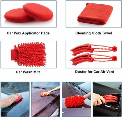 Gros de 19 pièces outils de lavage de voiture kit de forage brosse propre brosse détaillée avec sac pour le lavage extérieur intérieur automobile
