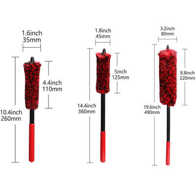vente chaude de 3 pièces de brosses à roues en microfibre pour voiture