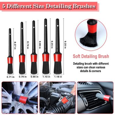 24 pièces Set de brosse détaillée de voiture Forage brosses douces Kit de lavage avec gel de nettoyage pour l' intérieur Dashboard roues extérieures