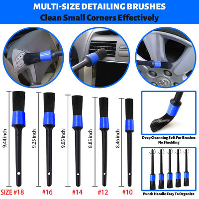 22 pièces Kit de détails de voiture pinceaux ensemble nettoyage intérieur avec forage automatique pinceau doux attachement éponge polissage pads