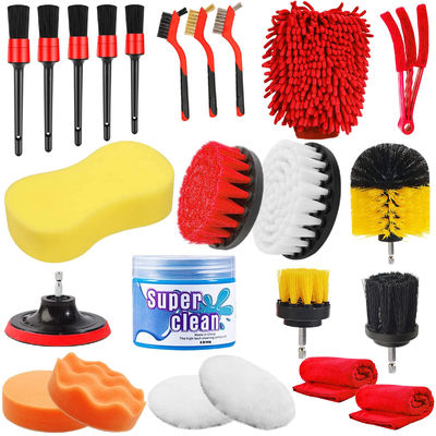Outils de nettoyage de voiture ensemble 24 pièces brosse détaillante automatique éponge de cire lavage intérieur extérieur