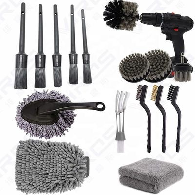 Nouveau ensemble de nettoyage de voiture gris 16PCS Outils de nettoyage de voiture pour les produits assistés par lave-auto