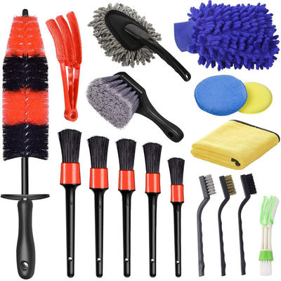 Fabrication en gros d'outils de nettoyage de détails automobiles 17pcs brosse à dents pour l'intérieur des roues de voiture