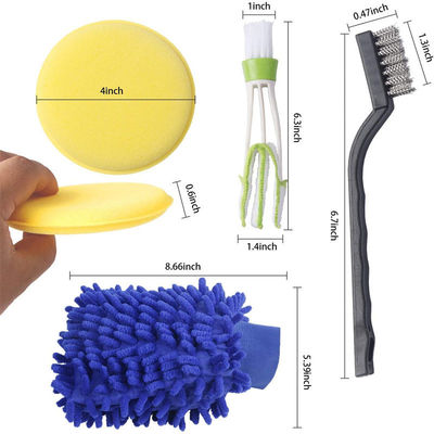Fabrication en gros d'outils de nettoyage de détails automobiles 17pcs brosse à dents pour l'intérieur des roues de voiture