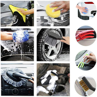 Fabrication en gros d'outils de nettoyage de détails automobiles 17pcs brosse à dents pour l'intérieur des roues de voiture