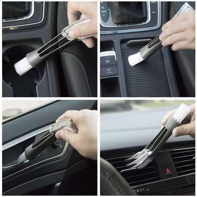 3pcs Blue Soft Duster Car Détailing Brush Microfibre Brush à roue en alliage avec poignée longue