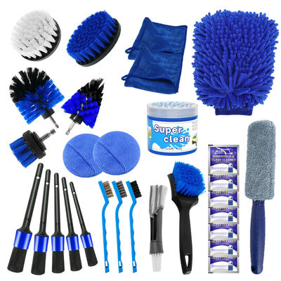 29 pièces de logo personnalisé de la brosse détaillée de voiture avec conception ergonomique