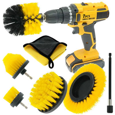 7 pièces de pinceau de nettoyage de forage de couleur jaune