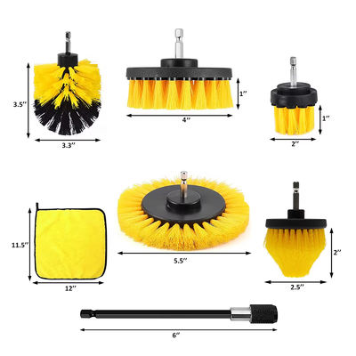 7 pièces de pinceau de nettoyage de forage de couleur jaune