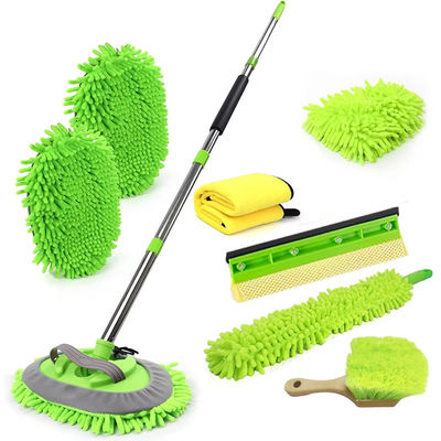 Laveuse de voiture verte de 62 pouces, brosse à laver avec poêle en acier à manche longue
