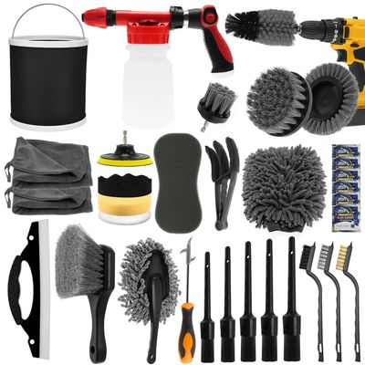 Applications de nettoyage à brosses moyennes avec matériel Pp 33pcs Set de pinceau de détails de voiture