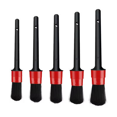 5pcs Pp détail pinceau avec couleur rouge et noir Pour le détail professionnel de voiture