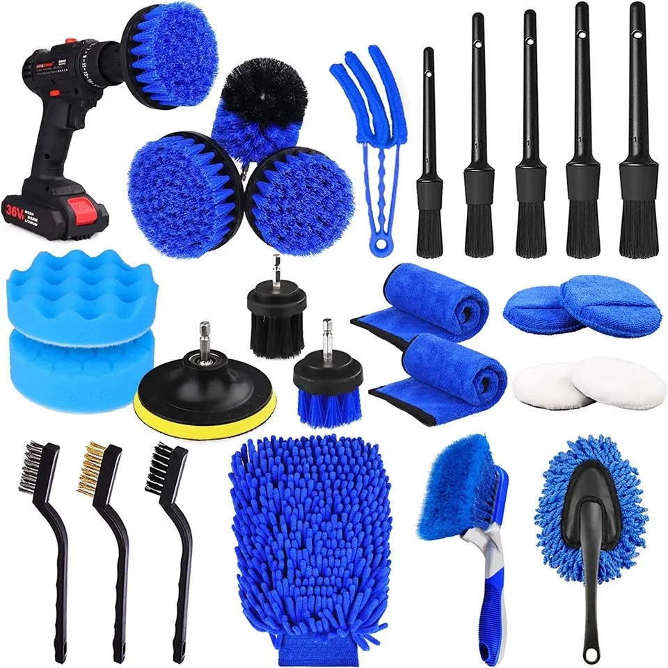 26 pièces de pinceau de détails de voiture ensemble d'outils de nettoyage de voiture pour l' intérieur