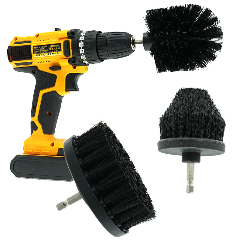 3 pièces de nettoyage de voiture noire, fourre-tout, broyeur, brosse à dents, outils de nettoyage, 4 pouces.