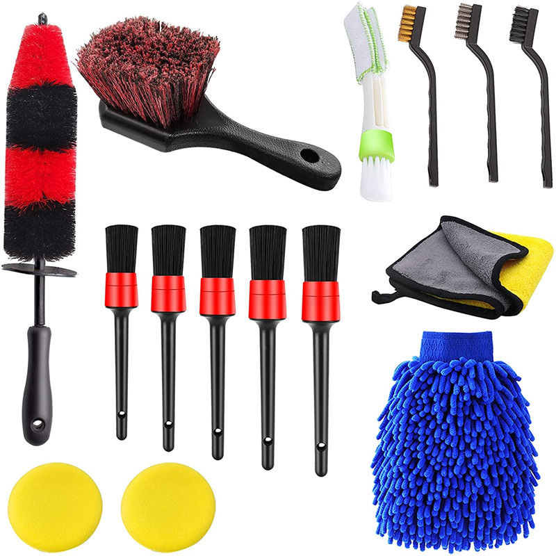 Brosse à détails pour l' intérieur de voiture multifonctionnelle 15pcs Brosse à roues à vers de laine