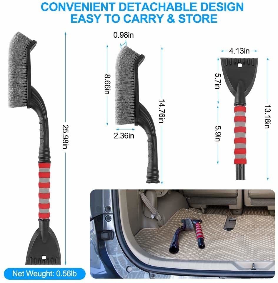 Pinceau à neige détachable extensible Kit de grattoir de glace pour pare-brise automobile