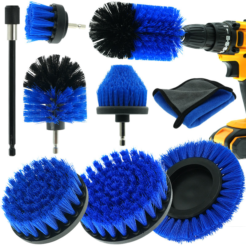 9PC Blue Grout Brush Drill attachement éponge roue de voiture Détails