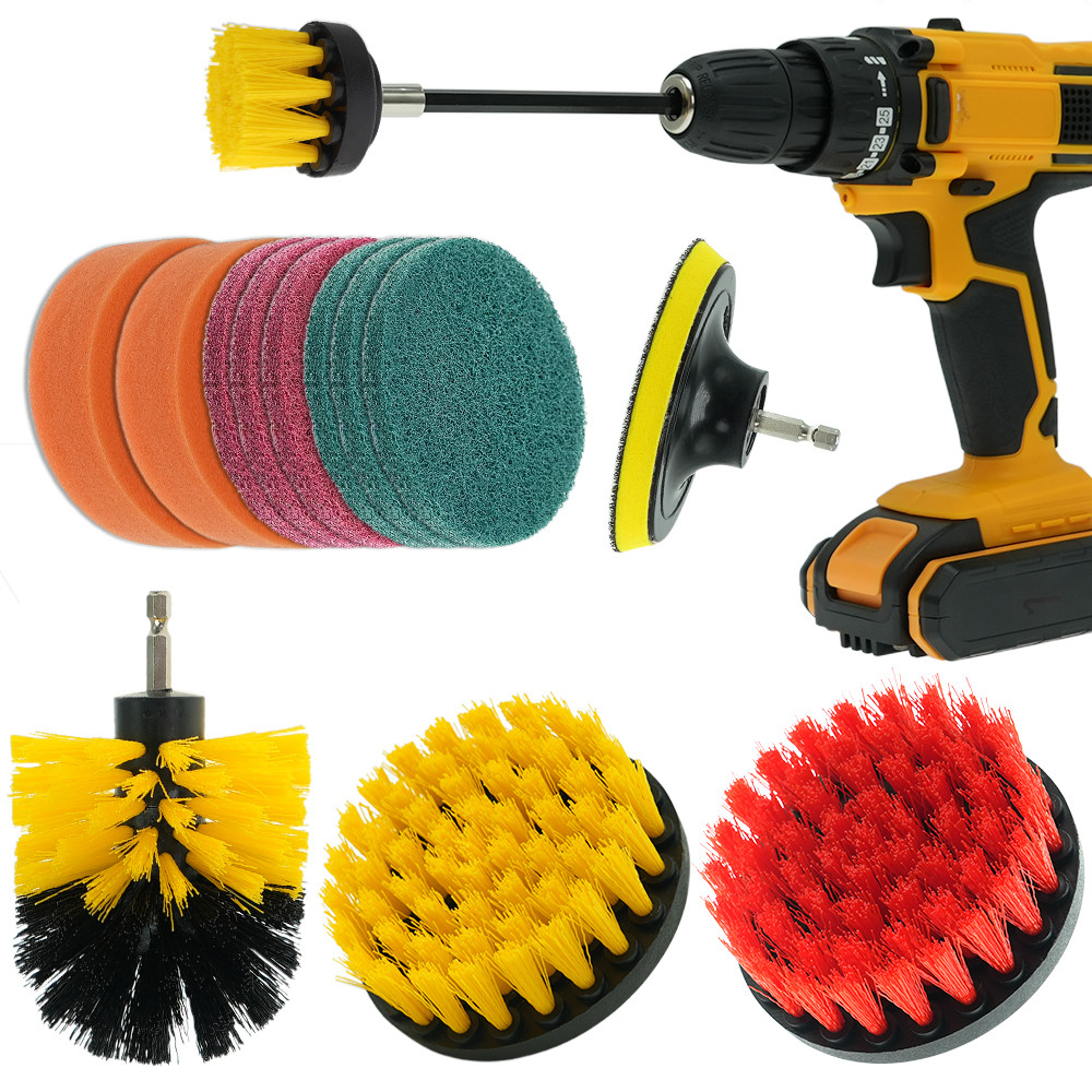 Exw Prix 14Pcs Set de pinceau de forage de nettoyage Cuisine Power Scrubber Set