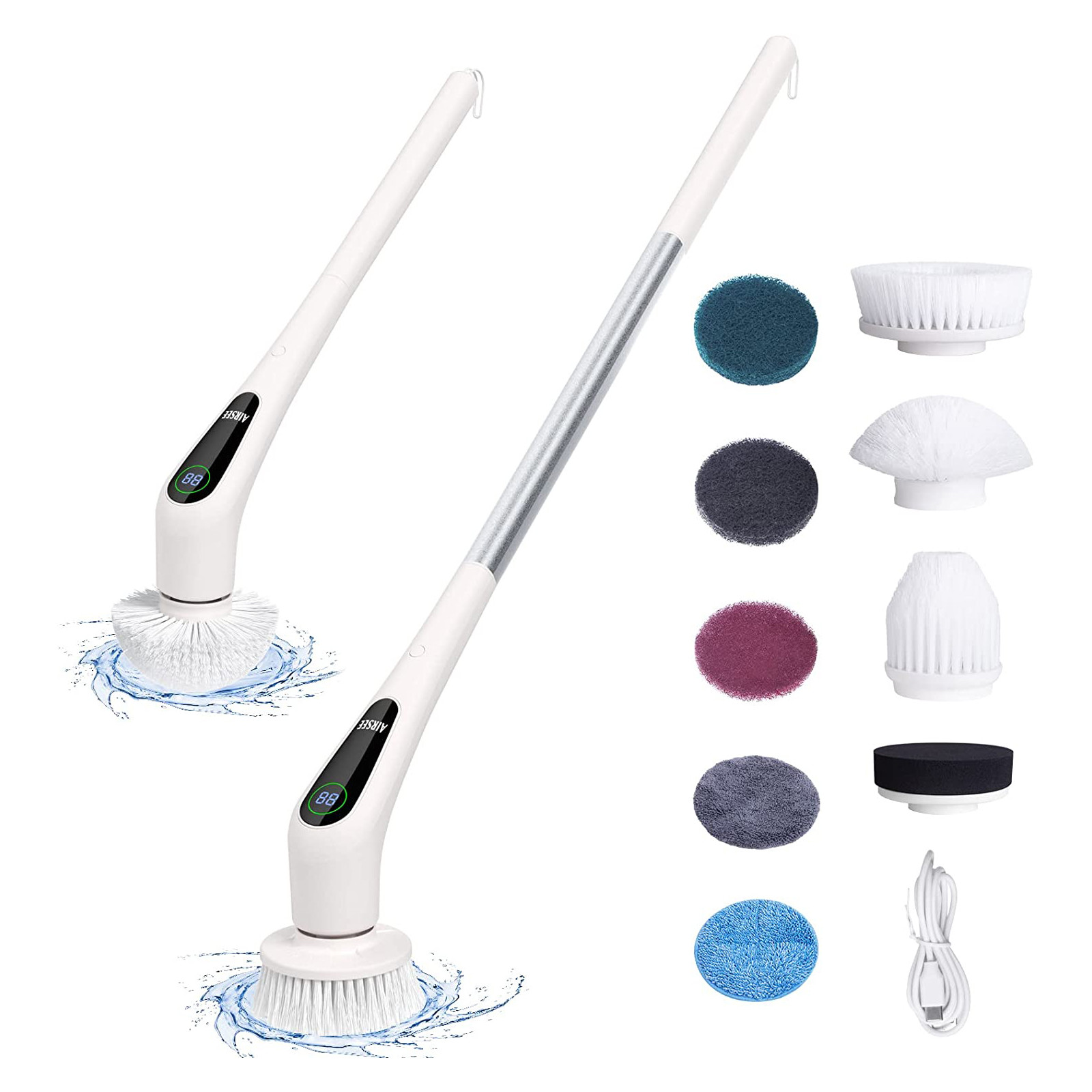 Purificateur de brosses rotatives de salle de bain remplaçable 8 têtes