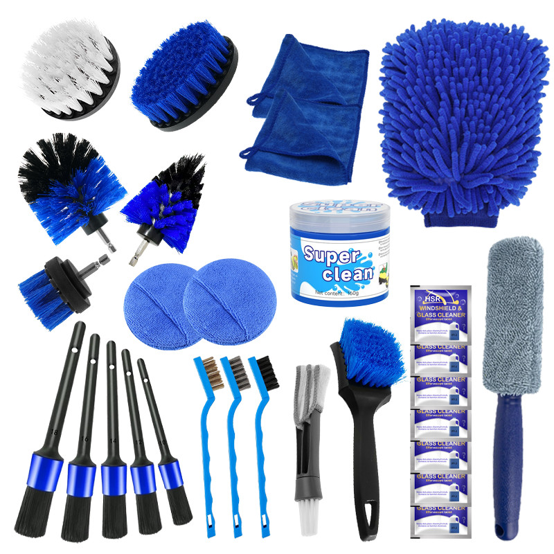 29 pièces de logo personnalisé de la brosse détaillée de voiture avec conception ergonomique
