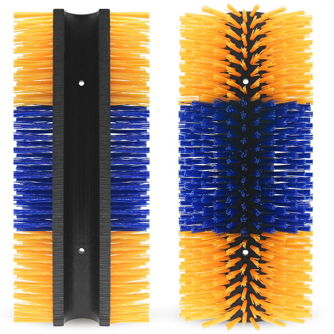 Brosse de vache jaune et bleue pour gratter le sapin du bétail