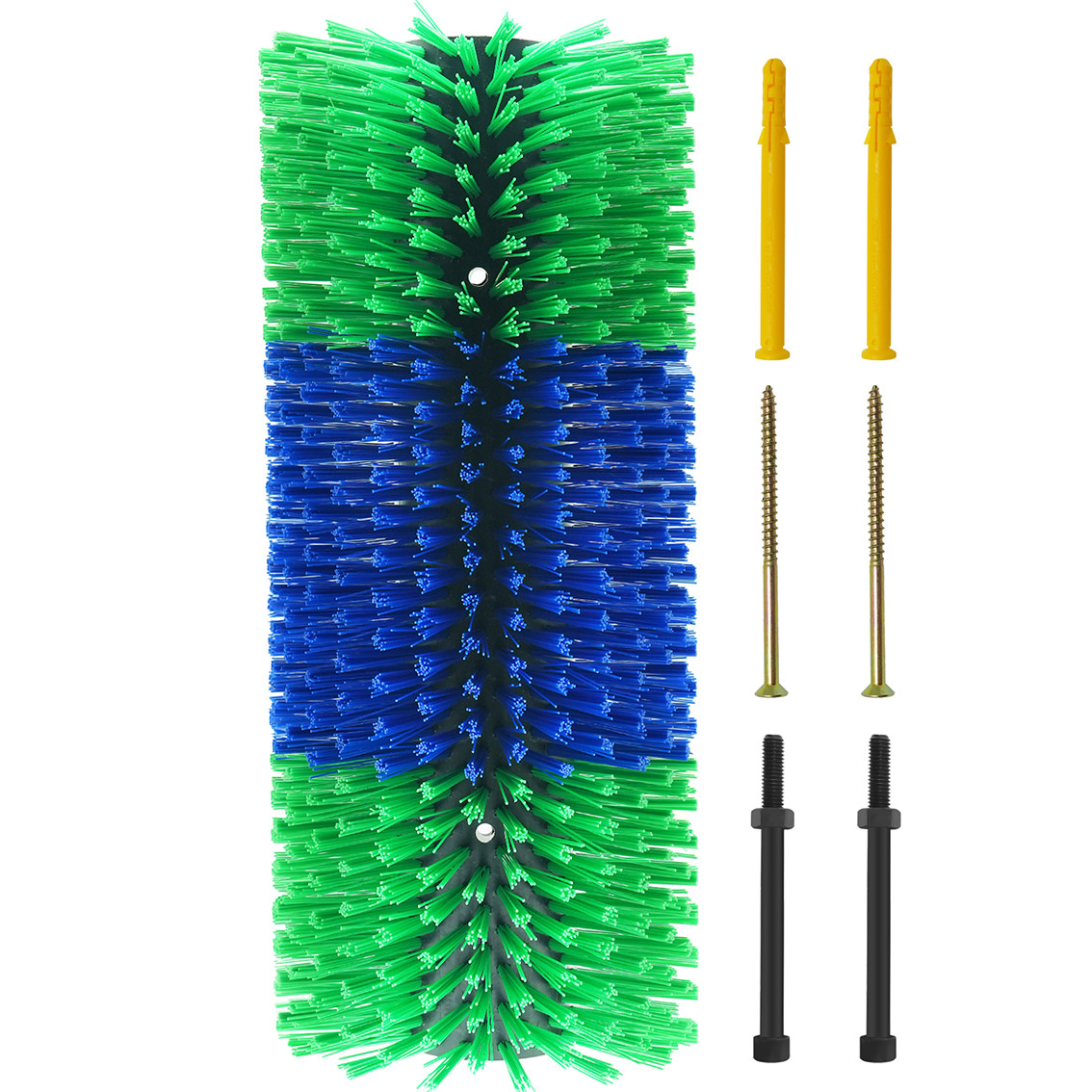 Brosse de vache de couleur verte et bleue avec du nylon résistant à l'usure pour nettoyer la fourrure de vache