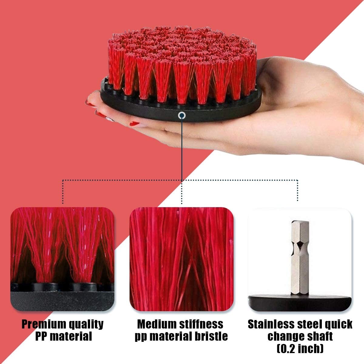 Un pinceau de perçage approuvé sur mesure avec une couleur rouge de 4 pouces