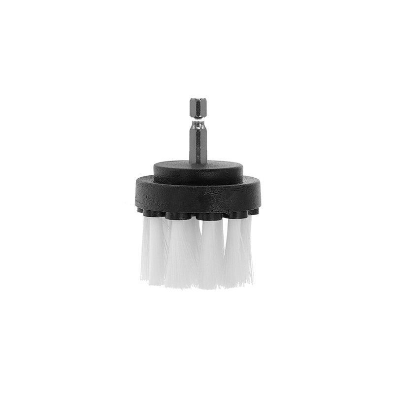 Une brosse douce de 2 pouces avec une perceuse blanche et une brosse pour différentes surfaces