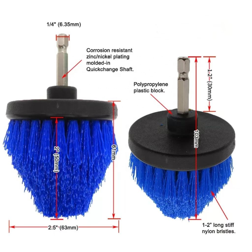 Nettoyeur à pinceau de forage de couleur bleue pour un nettoyage efficace des surfaces