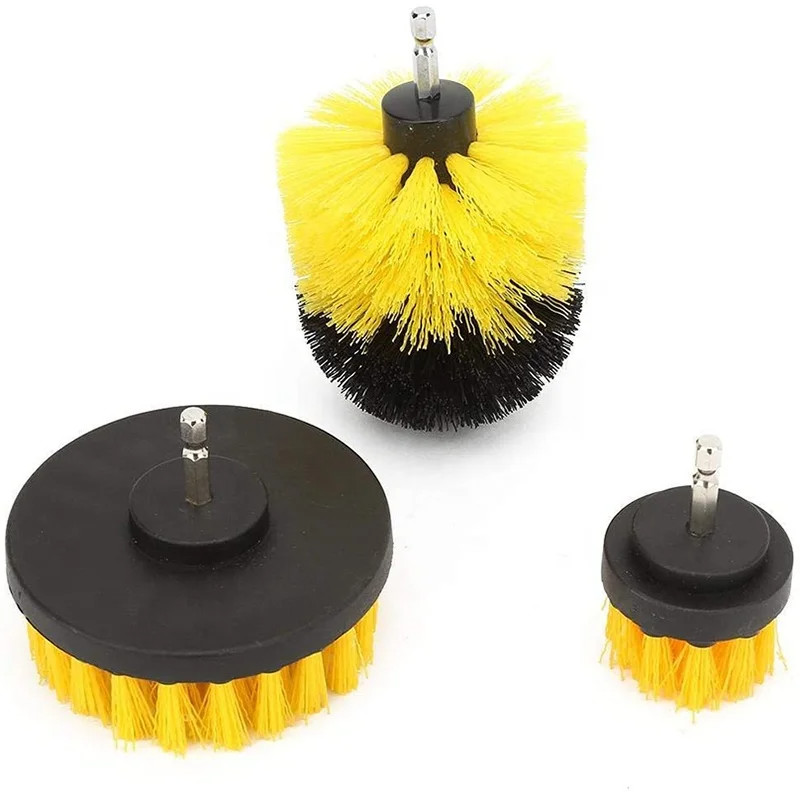 3pcs Kit de pinceau de forage jaune pour un nettoyage amélioré