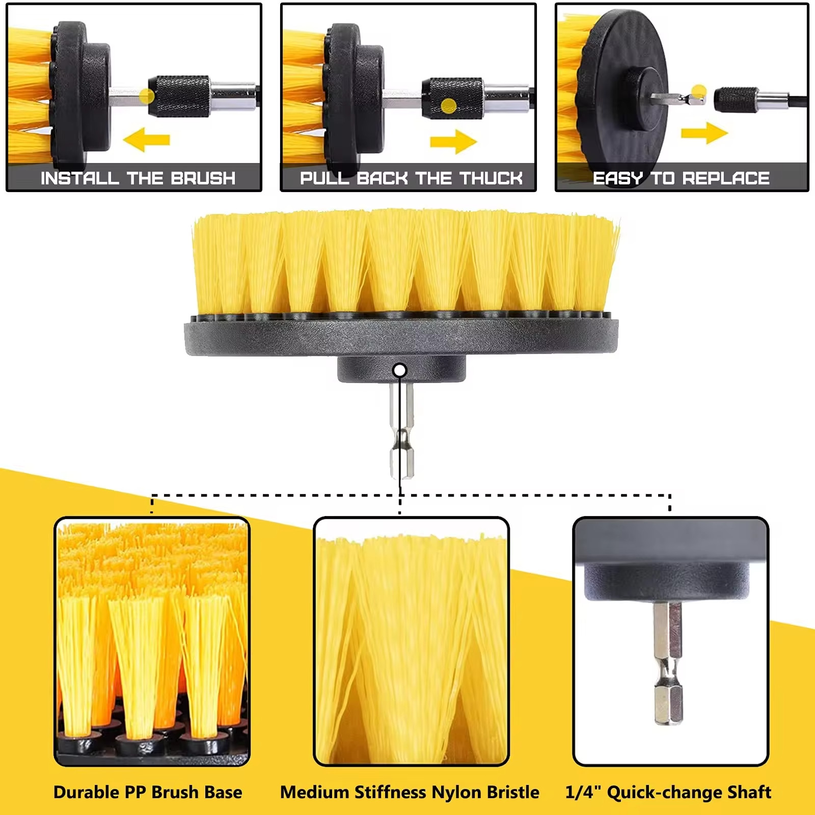 Le pinceau de forage est facile à attacher avec la couleur jaune