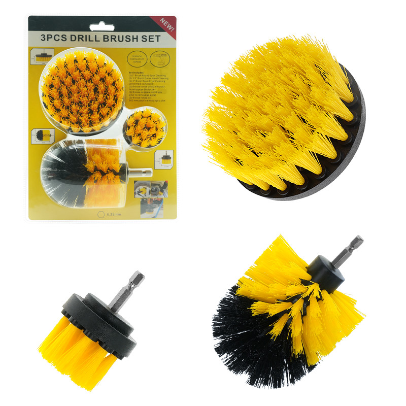 Couleur jaune pinceau scrubber perceuse de puissance des pièces jointes avec 2/3.5/4 pouces